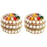 santarms Round Multicolor Aluminium kumkum Box 10 Pints (Pack of 2)