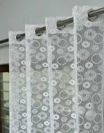 Yellow Weaves White Polyester Circles Net Curtain For Door, 7 Ft (Pack Of 2)