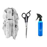 Doberyl Pack of 3 Salon/Barber Accessories; 300ml All Purpose Spray Bottles, Sharp Stainless Steel Professional Scissors for Hair Cutting & Haircut Capes/Aprons (Set of 3)