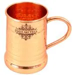 Indian Art Villa Pure Copper Tankard Shaped Ringed Design Moscow Mule Beer Mug Cup, Volume-600ML