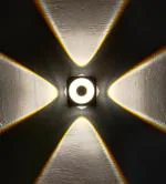 OTS LIGHTS 4 Way Front 6W(4x1W+2W) LED Outdoor Waterproof Exterior Wall Light (Warm White)