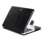 Dorca Black Faux Leather Slim Fit And Magnetic Closure Laptop Case For Lenovo Ideapad S340 81VV008TIN 14 Inch