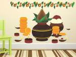 LANSTICK Multicolor Happy Pongal Full Set Self Adhesive Wall Sticker