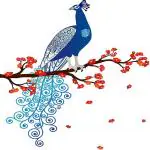 Asmi Collections 130 cm Asmi Collections PVC Wall Stickers Beautiful Peacock and Flowers Removable Sticker (Pack of 1) | Wall Sticker | waterproof wall sticker