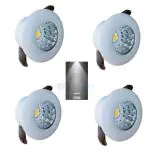 OTS LIGHTS 1 Watt Button LED Furniture COB Spot Down Ceiling Light, Round, Ceiling Pop Light (White-6000K) (Pack of 4)