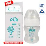 PUR Feeding Bottle for Baby Anti Colic Slim Neck, 100% BPA Free, Baby Feeding Bottle (150ml, white)