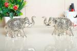 KridayKraft Elephant Metal Statue Small Size Silver Polish 2 pcs Set for Showpiece Enhance Your Home,Office Table Decorative & Gift Article,Animal Showpiece Figurines...