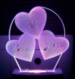 Arus Multicolor Three Heart Shape Baloon I Love U Magic Night Lamp