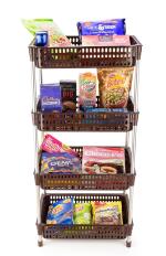 SHRAVI Vegetable Rack & Fruit Rack Stackable Storage Cart With Steel Pipe (Brown, 4 Layer)