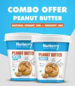 RM NUTBERRY Combo Of Natural Creamy Peanut Butter + Crunchy Peanut Butter(1 KG) Bucket Pack Of 2 Made with Finest Roasted Peanuts, No Added Colours & Flavours , High in Protein , Ready to Eat