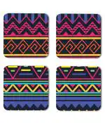 Whats Your Kick Colorful Pattern Design Printed Set of 4 Coaster With Metal Stand