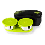 UNINOX Sabke Liye Stainless Steel Lunch Box with Bag & Chapati Tray | BPA Free, Rust Free, Leak Proof Tiffin for School & Office | 3 Containers + Roti Box, Durable & Easy to Carry | Green