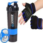 Bs Spy Sports Gym Shaker with Gloves for Men Women Combo 500ml Premium Sipper Quality Gym & Fitness