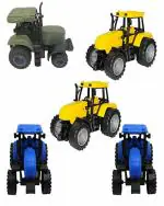 OLIFIN Friction Powered Toy Truck 1 Green, 2 Yellow, and 2 Blue Toy Trucks Push and Go Vehicles (Pack of 5)