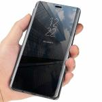 TRIFTY Redmi Note9 Black Polycarbonate Magnetic, Shock-Absorbent Mirror Flip Case Cover