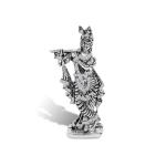Adhvik Lord Krishna Standing With Flute White Stone Idol (St-562) God Stand Home Décor