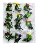 Bitona Multicolor Plastic Artificial Mini Plastic Tree Flowers (Pack Of 12)