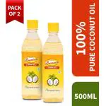 GKD's Premium 100% Pure Coconut Oil PET Bottle (500ML), Pack of 2