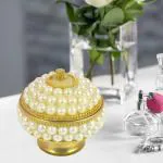 Real Craft White and Gold Jewelley Dabbi Kumkum Dani Vanit Brass Sindoor Box