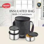 Jensons Aqua Trio Lunch Box Leakproof 1200ML( 2PCS 350 ML EACH + 1PC 500ML) Signoraware Style Dark Grey & Brown