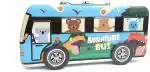 POKSI adventure bus|DOUBLE DECKER|MOVING TYRE PENCIL BOX|LARGE SPACE |NO SHARP EDGES CUTE CARTOON PRINTED METAL Art Metal Pencil Box l Set of 1 Dark Blue Light Blue
