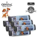 Crystal Poop Bags on Roll - Grey - 30 Pcs x 6 roll , 180 BAGS