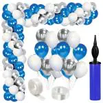 Zyozique Blue Silver White Balloon Arch Garland Kit, 78 Pack Blue Silver White Balloons with Balloon Accessories for Graduation Party Baby Shower Wedding Birthday Party Centerpiece Backdrop Engagement DIY Decoration Supplies
