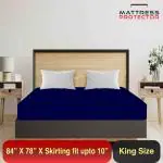 Mattress Protector Terry cotton Ultra soft Breathable Waterproof King Size Mattress protector Cover with Elastic 78 X 84 Inch (King Size) - Dark Blue
