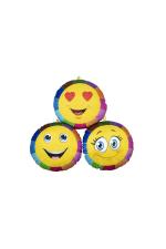 Keshav Creation Yellow Velvet Smiley Cushion Reversible Printed Emoji Cushion for Car (Pack of 3)