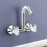 Plantex Sink Mixer for Kitchen Sink/Hot and Cold Water Mixer/360 Degree Rotating Spout/Wall Mount Sink Mixer with Teflon Tape-Pack of 1 (Saga-Chrome)