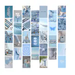 Kitty Cat Blue Pastel Aesthetic Wall Collage Kit || 30 Unique Poster Set + Free Tape | 4x6in Each | Posters: Dorm, Bedroom Decor | Hostel Essential | Aesthetic Room Decor
