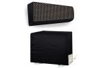 The Furnishing Tree Black No85 PVC Polka Dot Indoor And Outdoor AC Cover Set For 1 Ton Daikin FTKF35 24.1 X 82.5 Cm (Pack Of 2)