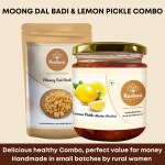 Kasbaa Homemade moong dal badi 300gm & Premiun Lemon Pickle (Nimbu Ka Khatta Meetha Achar) 340gm Combo pack
