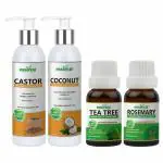 Essancia - Naturally In Every Drop Hair Care Castor Oil Plus Coconut Oil Plus Tea Tree Oil Plus Rosemary Oil Kit For Hair Growth Mint - 15 Ml (Pack Of 4)