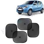 Kingsway Car Curtain Sticky Sun Shade Universal Use for Maruti Suzuki Alto, 2012 Onwards Model, Color : Black, Mesh, Pack of 4 Piece Car Sun Shades Blinds Cover