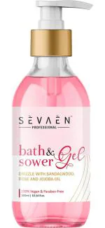 Sevaen Body Wash, Shower Gel Drizzle With Sandalwood, Rose And Jojoba Oil For Men And Women 300 ml - 3 Pc