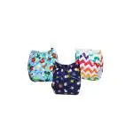Chubby Cheeks Resuable & Adjustable Printed Cloth Diapers For Babies 3 Pieces - Free Size
