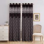 Flannel furnishing 2 Piece Flower Panel Eyelet Jaquard Door Curtains - 7 Feet, (Purple)
