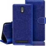 Juberous Leather Magnetic Vintage Flip Wallet Case Cover for Jio Phone Next (Blue)