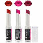 Krayons Ultimate Moisturizing Matte lipstick Waterproof Long lasting Red Orange Pink Rouge Plum Pink 3.5gm Each Combo (Pack of 3)