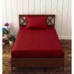 AnRp Fashion Cotton Single Elastic Fitted Bedsheet with 1 Pillow Covers- Maroon|36X78 INCH AND 90X198 CM Single Bedsheet|Set of 1