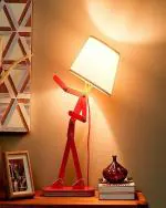 CYPRESS Decorative Cute Table Lamp for Kids Bedside Bedroom Reading - Creative Wood Swing Arm Living Room Farmhouse Desk Light Boys Girls Gift - Bulb Included (Ash) Pack Of 2