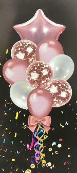 G.FIDEL 9 Pcs Party Balloons, Star Balloons Latex & Confetti balloons Combo For Birthday Decoration Items For Kids, Girls, Wife Balloon (Pink)