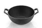 AMAR IMPEX Pre-Seasoned Cast Iron Kadai/Kadhai for Cooking and deep Frying | Multipurpose Loha Kadai | Gas Stove and Induction Friendly | Black (10 Inch)(Curved Handle)