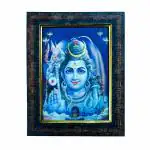 Hawai Lord Shiva Photo with Engineered Wood Home Décor Religious Photo Frame for Worship Use, 8.5x7 inch, SFDI00656_3DBLKFRM5/7