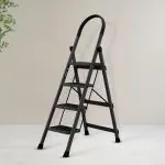 Plantex Ladder for Home/Strong Foldable Wide 4 Step Ladder/Anti-Skid 4 Step Ladder - (Apex - Black)