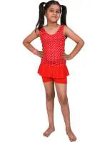 The Morning Play Red Printed Polyamide, Elasthanne Girls Swim Dress (15 to 16 Years)