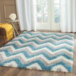 Shopgallery Modern Quality Anti-Skid Carpet/Trending Design Hand Woven Fluffy Rug Runner/Mats For Bedroom/Dinning Hall/Living Room (6X9, Zigzag Sky Grey)