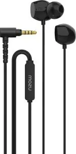 Mozu Audiology 101 with Rugged Wire, L-Shape Connector, Built-in-Mic Wired Headset (Pure Black, In the Ear)