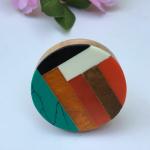 Peelorange Rainbow Design Resin Wooden Door Knob| Cabinet Knob| Drawer Knob|-1Pc